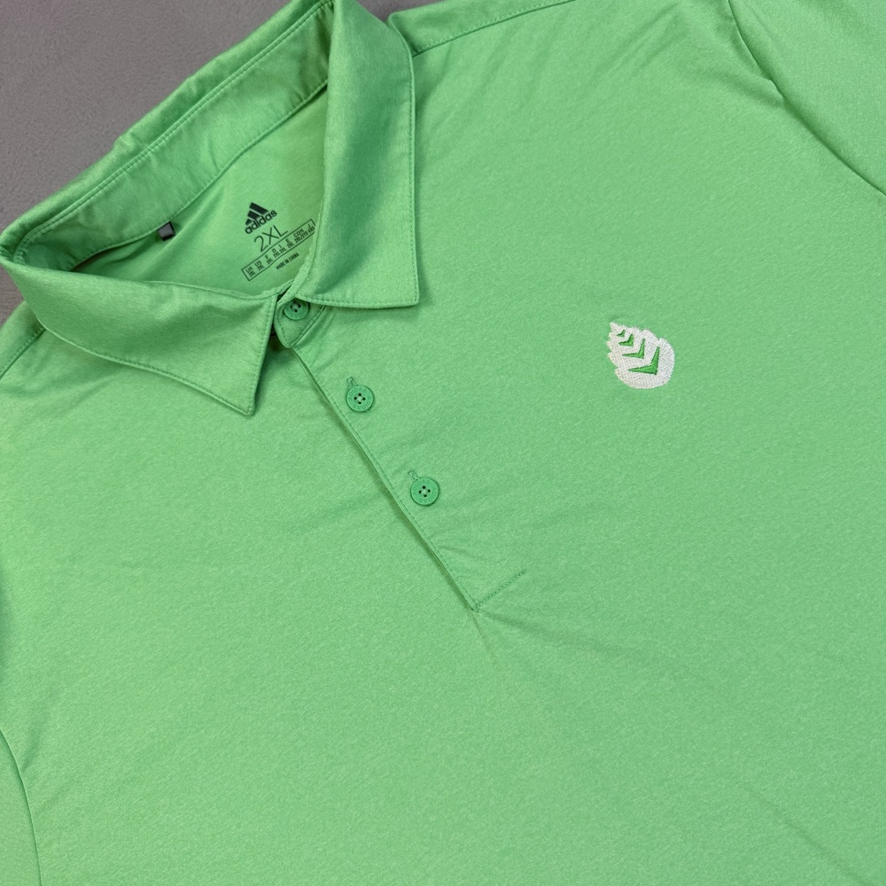 Adidas Golf Polo Shirt Mens 2XL Green Solid Lightweight Stretch Performance Top